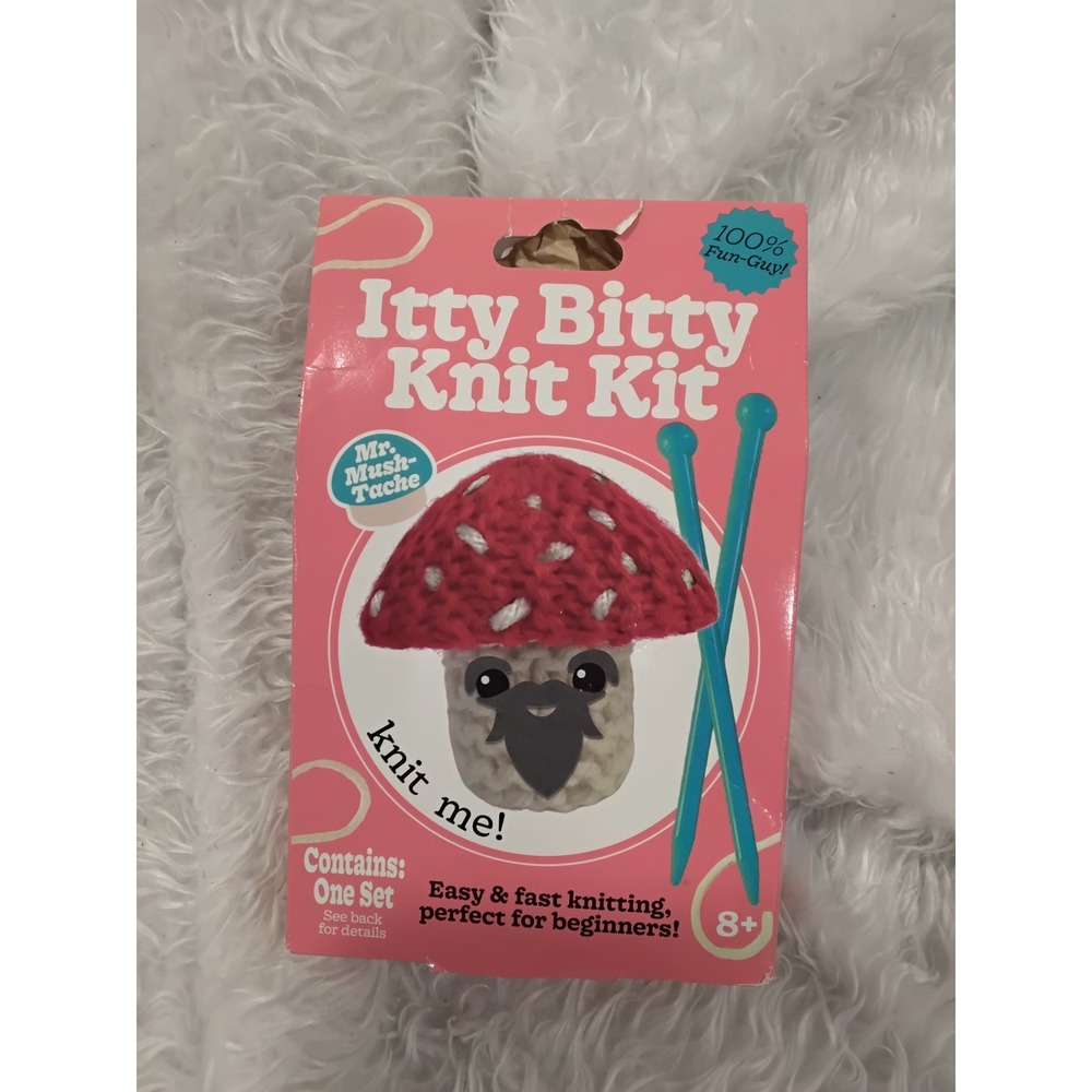 Itty Bitty Knit Kit Mr Mustache Mushroom Crafting Fun for Beginners 8+